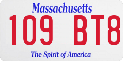 MA license plate 109BT8