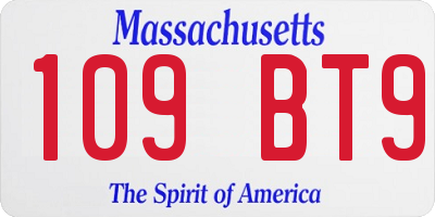 MA license plate 109BT9