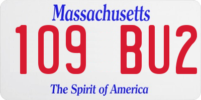 MA license plate 109BU2