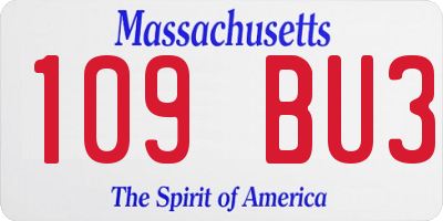 MA license plate 109BU3