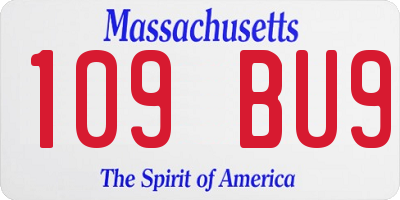 MA license plate 109BU9