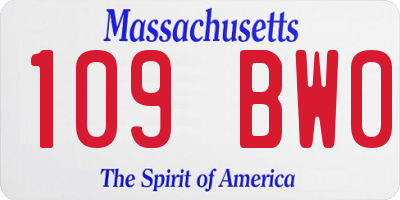 MA license plate 109BW0