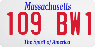 MA license plate 109BW1