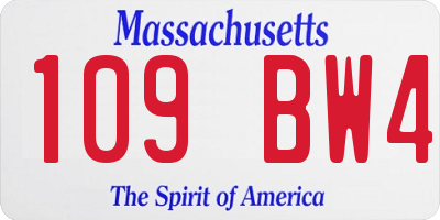 MA license plate 109BW4