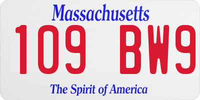 MA license plate 109BW9