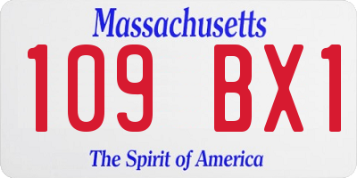 MA license plate 109BX1