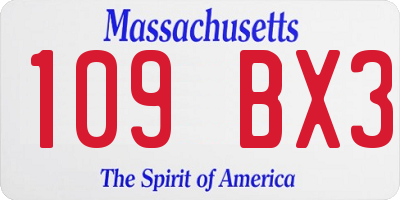 MA license plate 109BX3
