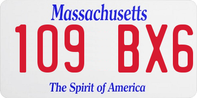 MA license plate 109BX6