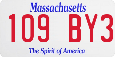 MA license plate 109BY3