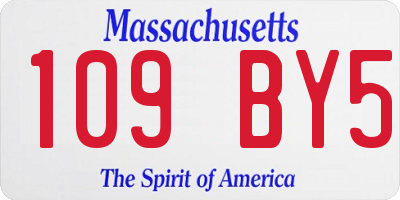 MA license plate 109BY5