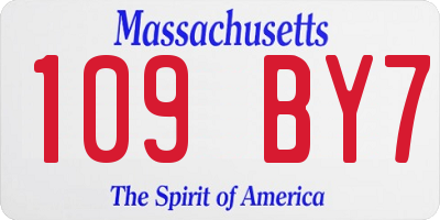 MA license plate 109BY7