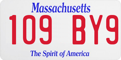 MA license plate 109BY9
