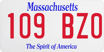 MA license plate 109BZ0