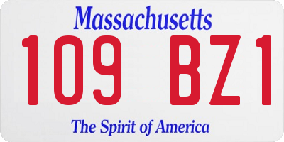 MA license plate 109BZ1