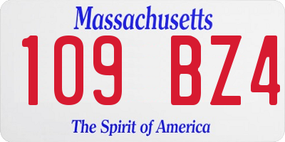 MA license plate 109BZ4