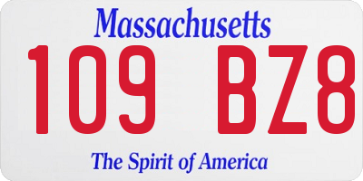 MA license plate 109BZ8
