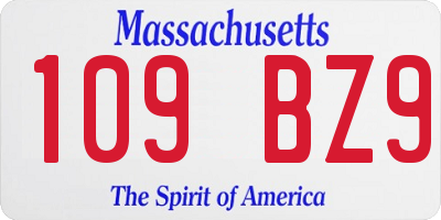 MA license plate 109BZ9