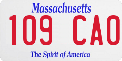 MA license plate 109CA0