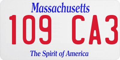 MA license plate 109CA3