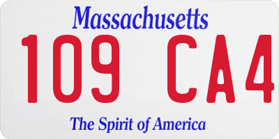 MA license plate 109CA4