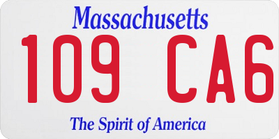 MA license plate 109CA6