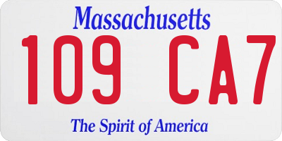 MA license plate 109CA7