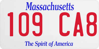 MA license plate 109CA8