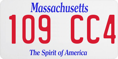 MA license plate 109CC4