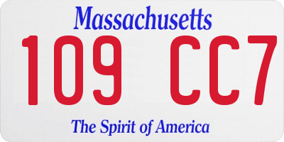 MA license plate 109CC7