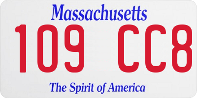 MA license plate 109CC8