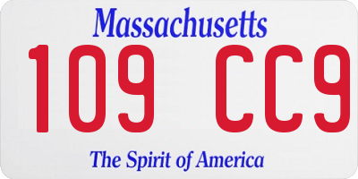 MA license plate 109CC9
