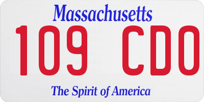 MA license plate 109CD0