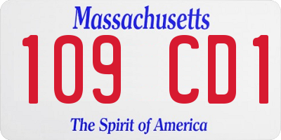 MA license plate 109CD1
