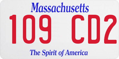 MA license plate 109CD2