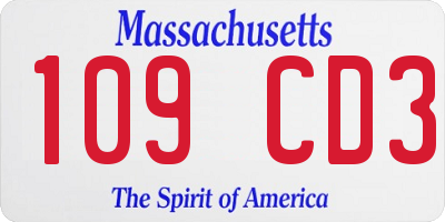 MA license plate 109CD3