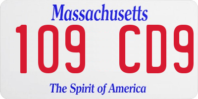 MA license plate 109CD9