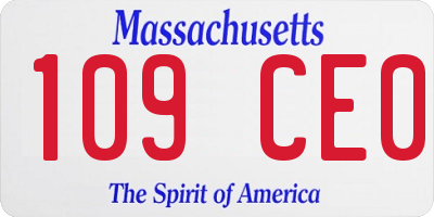 MA license plate 109CE0
