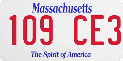 MA license plate 109CE3