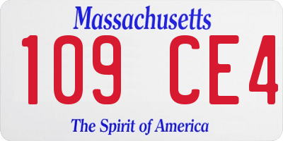 MA license plate 109CE4