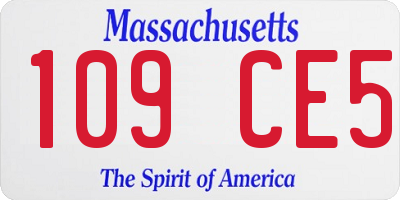 MA license plate 109CE5