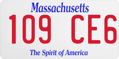 MA license plate 109CE6