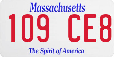 MA license plate 109CE8