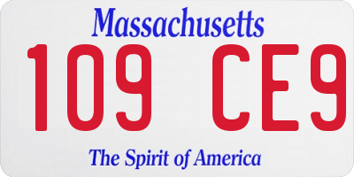 MA license plate 109CE9