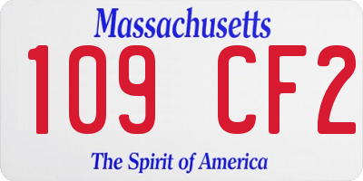 MA license plate 109CF2
