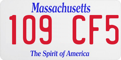 MA license plate 109CF5