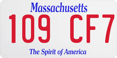 MA license plate 109CF7