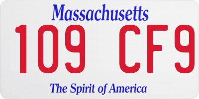MA license plate 109CF9