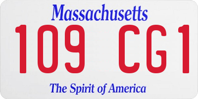 MA license plate 109CG1