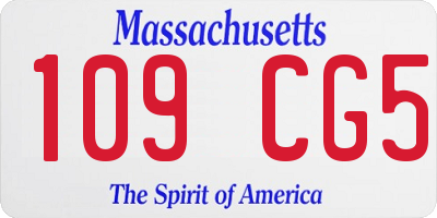 MA license plate 109CG5