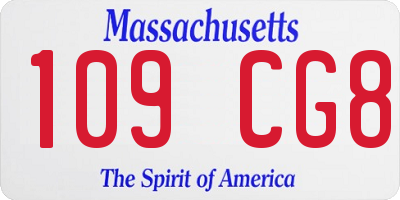 MA license plate 109CG8
